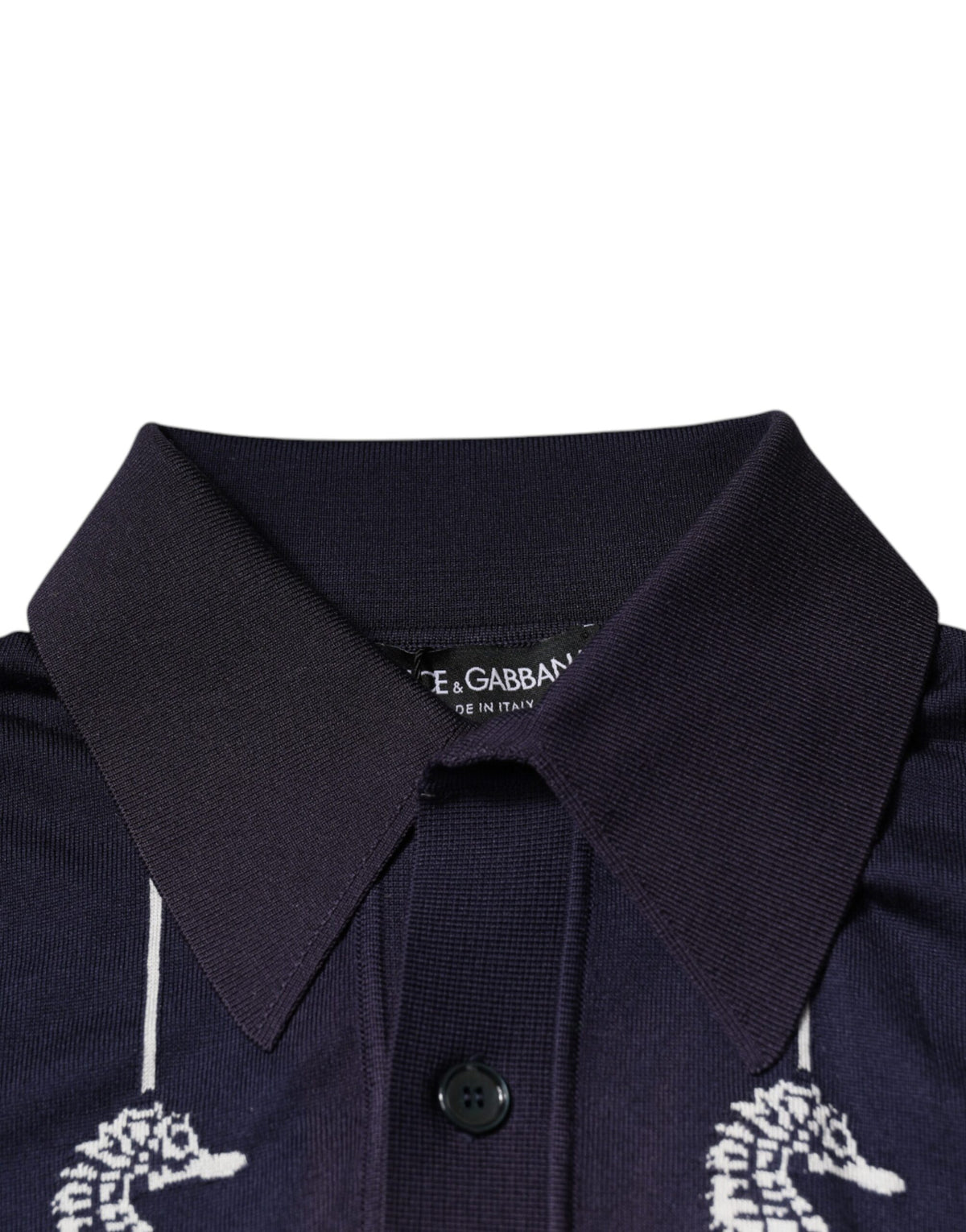 Polo à col montant Dolce &amp; Gabbana bleu marine avec motif Hippocampe