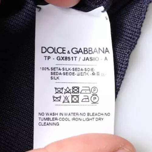 Dolce &amp; Gabbana donkerblauwe polo-t-shirt met paardenkop-kraag