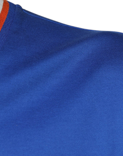 Dolce & Gabbana blauw T-shirt met V-hals en korte mouwen met logo