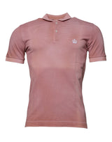 T-shirt polo à manches courtes Dolce &amp; Gabbana rose avec col à couronne.