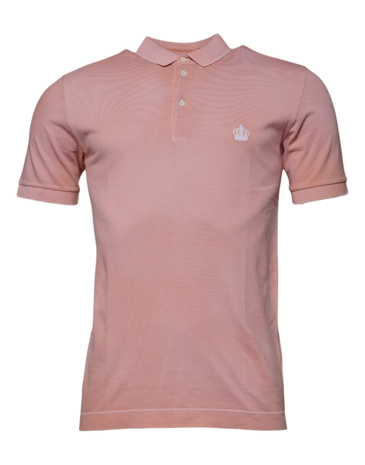 T-shirt polo à manches courtes Dolce &amp; Gabbana rose avec col à couronne.