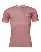 T-shirt polo à manches courtes Dolce &amp; Gabbana rose avec col à couronne.