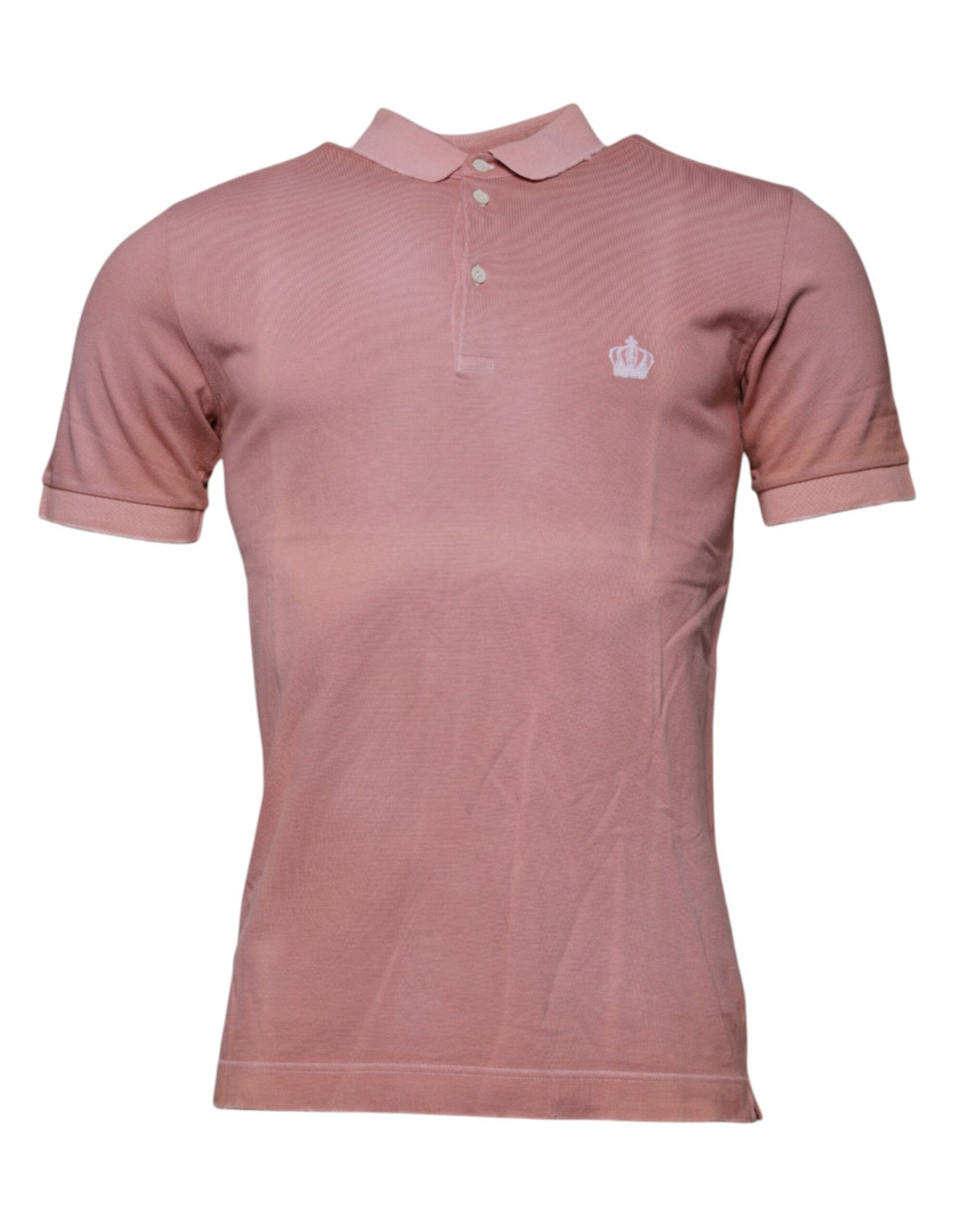 T-shirt polo à manches courtes Dolce &amp; Gabbana rose avec col à couronne.