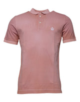 T-shirt polo à manches courtes Dolce &amp; Gabbana rose avec col à couronne.