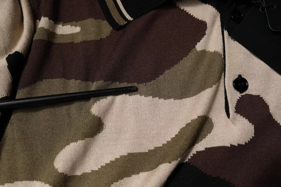 T-shirt polo à col montant multicolore à motif camouflage de Dolce &amp; Gabbana