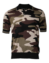 T-shirt polo à col montant multicolore à motif camouflage de Dolce &amp; Gabbana