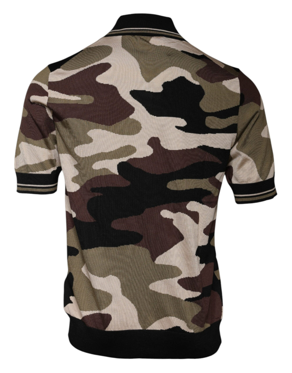 T-shirt polo à col montant multicolore à motif camouflage de Dolce &amp; Gabbana