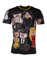 T-shirt à col rond noir Dolce &amp; Gabbana, année du cochon 2019.