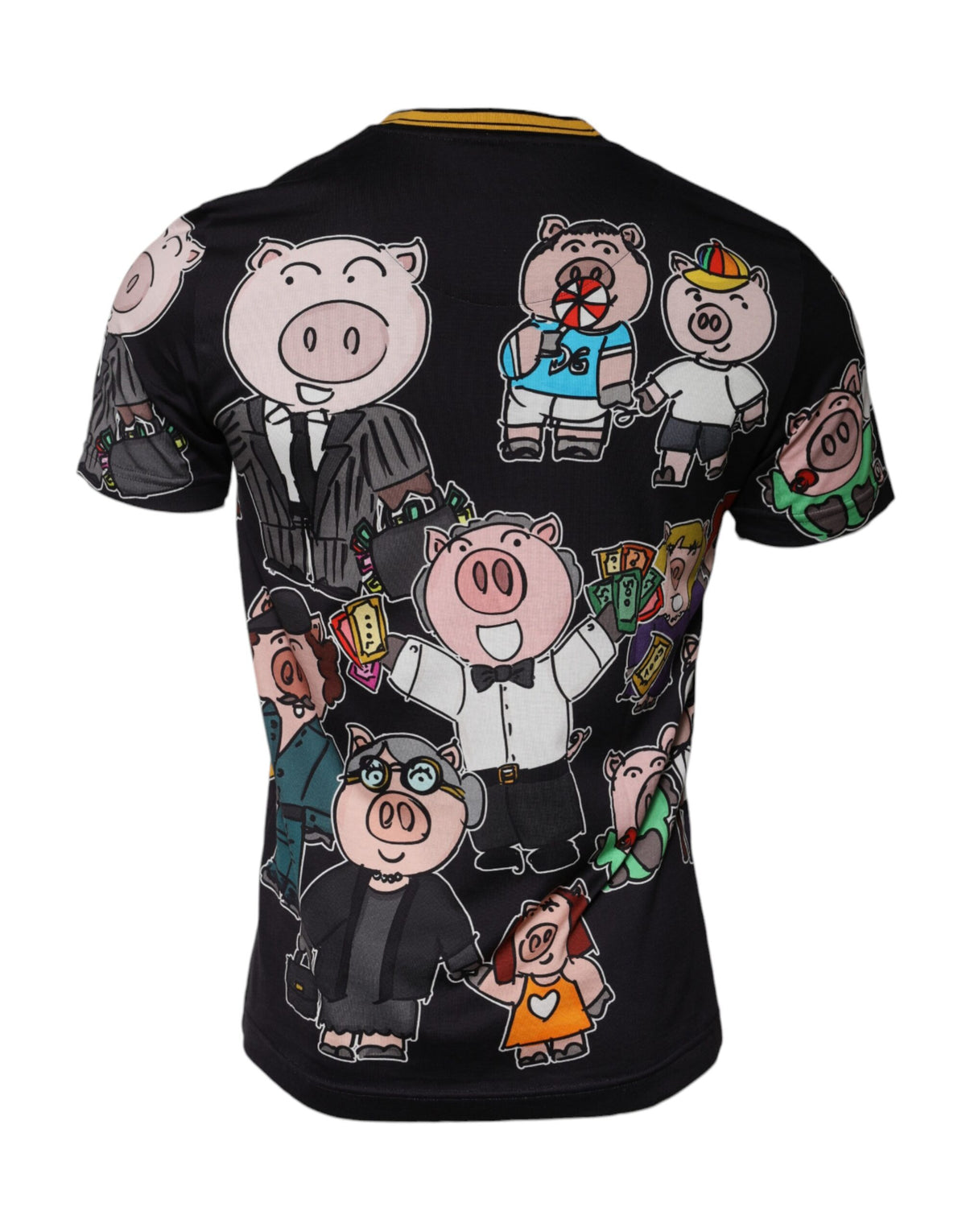 T-shirt à col rond noir Dolce &amp; Gabbana, année du cochon 2019.