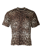 T-shirt à manches courtes à col rond Dolce &amp; Gabbana marron léopard
