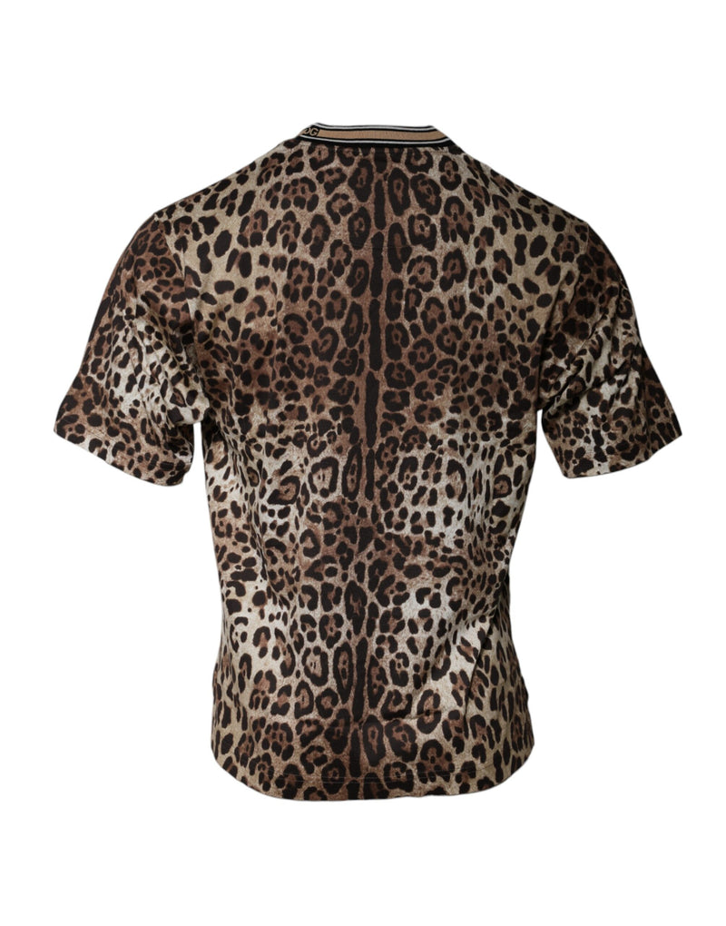 T-shirt à manches courtes à col rond Dolce &amp; Gabbana marron léopard
