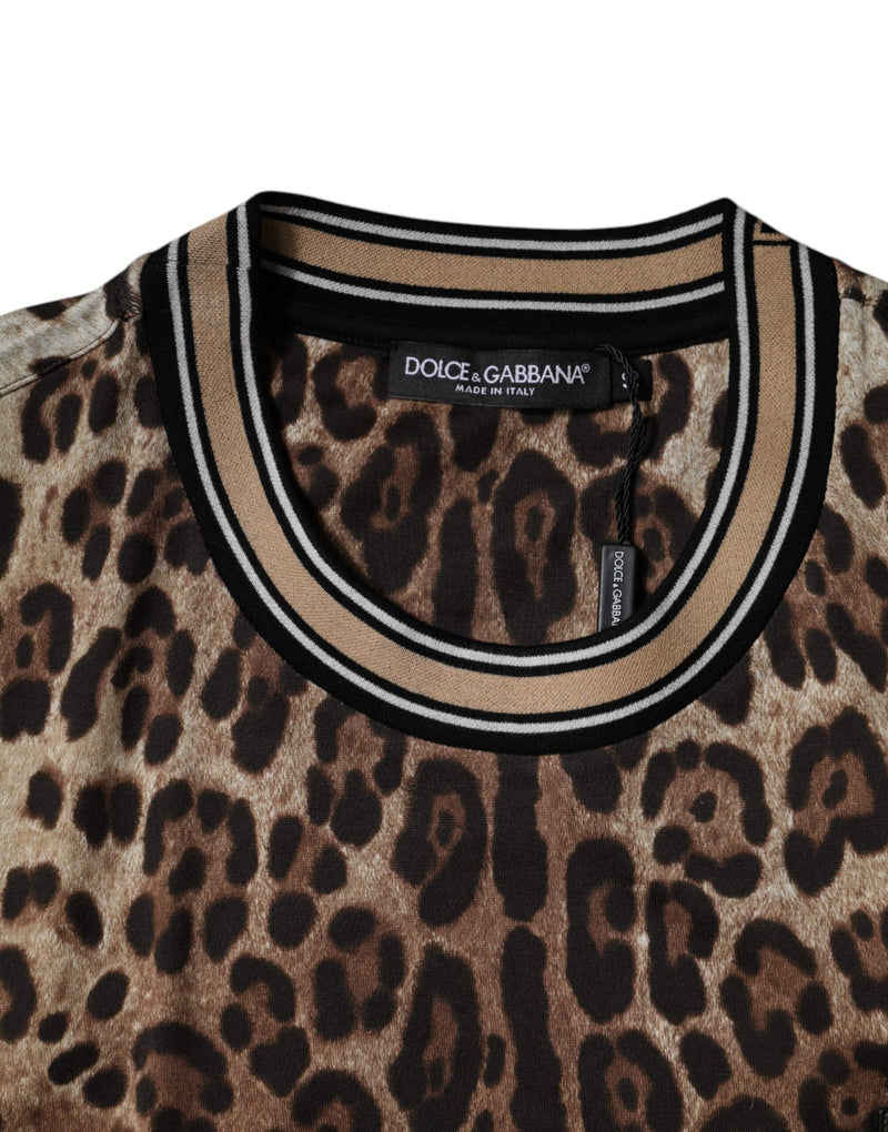 T-shirt à manches courtes à col rond Dolce &amp; Gabbana marron léopard