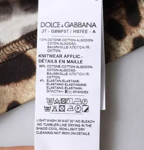 T-shirt à manches courtes à col rond Dolce &amp; Gabbana marron léopard