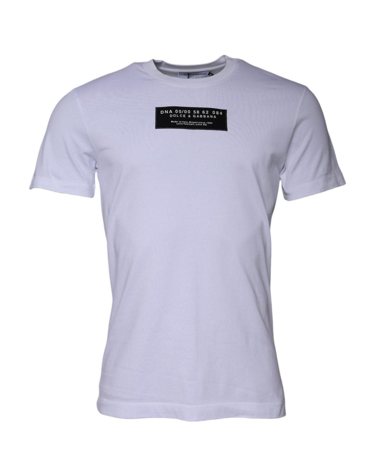 T-shirt en coton à col rond avec imprimé du logo blanc de Dolce &amp; Gabbana