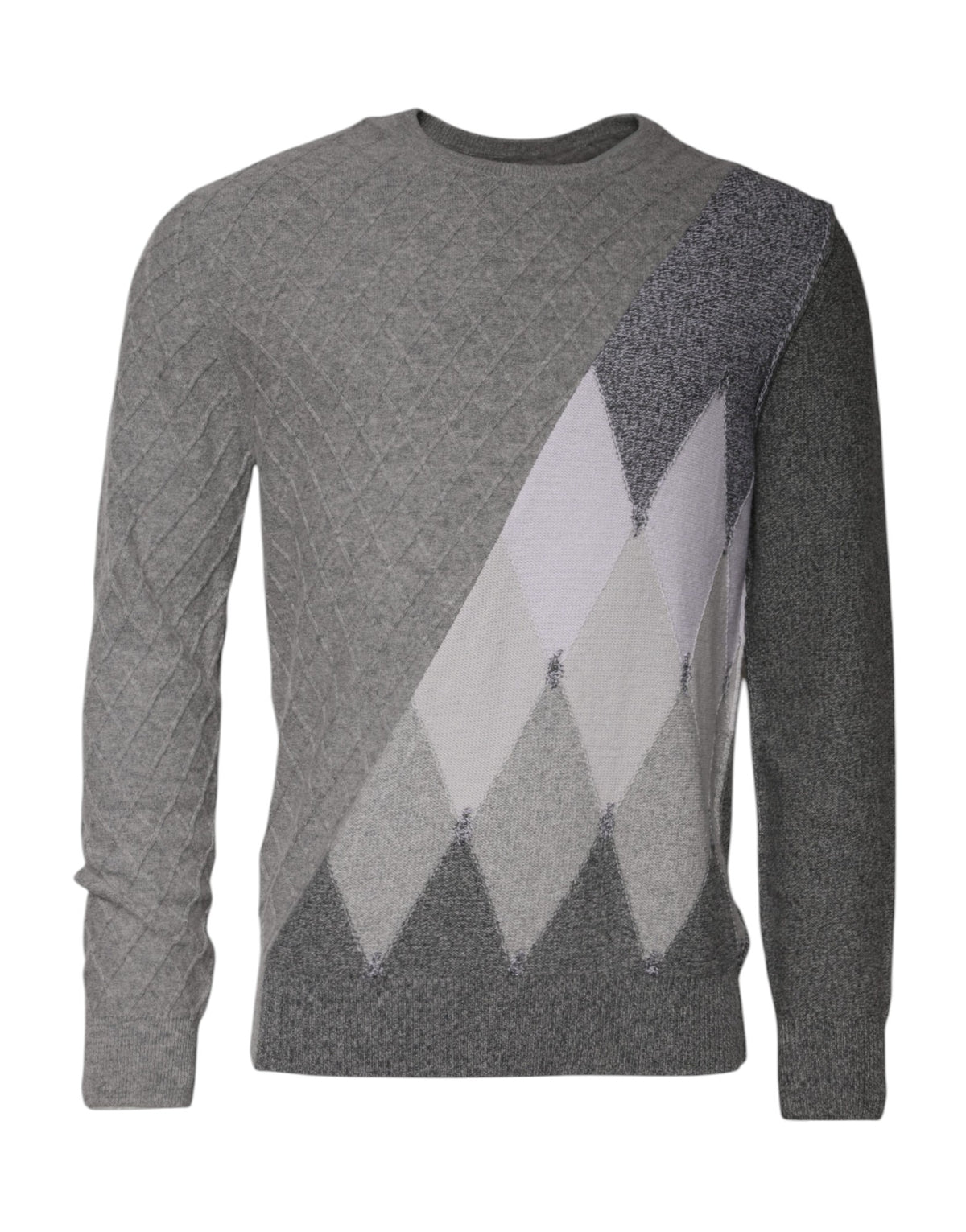 Pull en cachemire à col rond, à motifs en losanges et en relief, gris, de Ballantyne