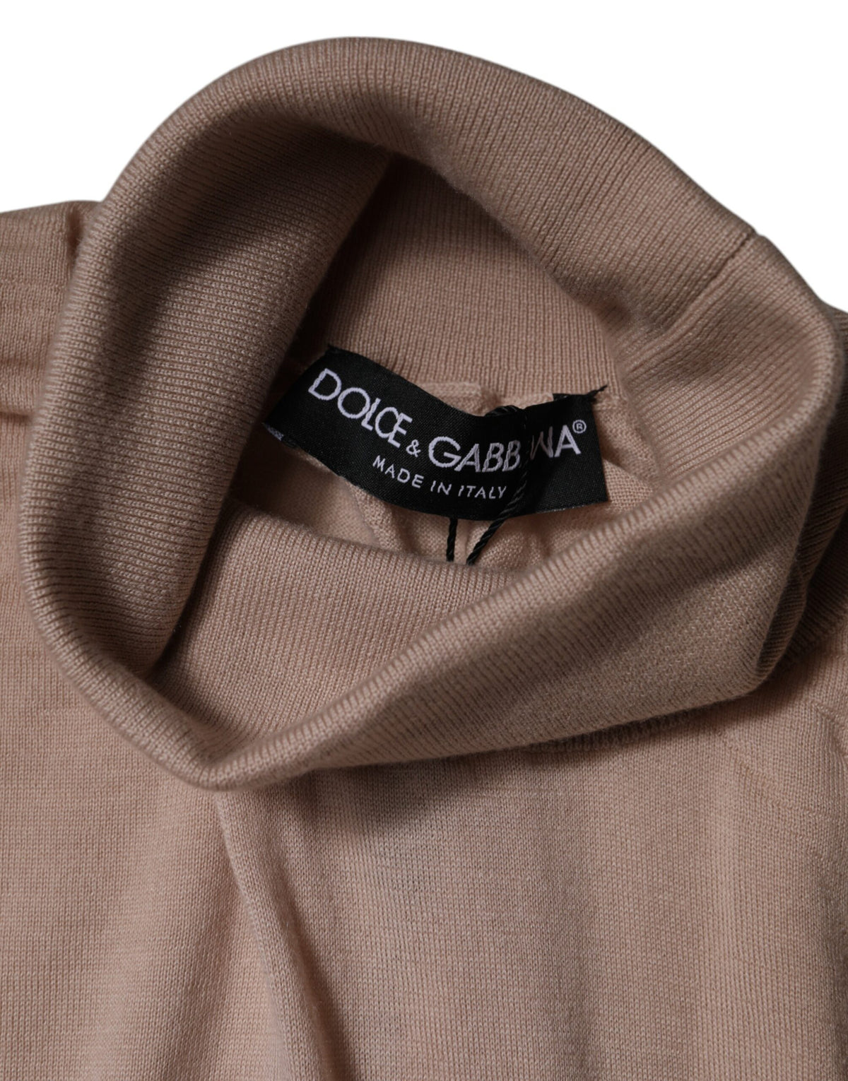 Pull en cachemire beige à col montant de Dolce &amp; Gabbana