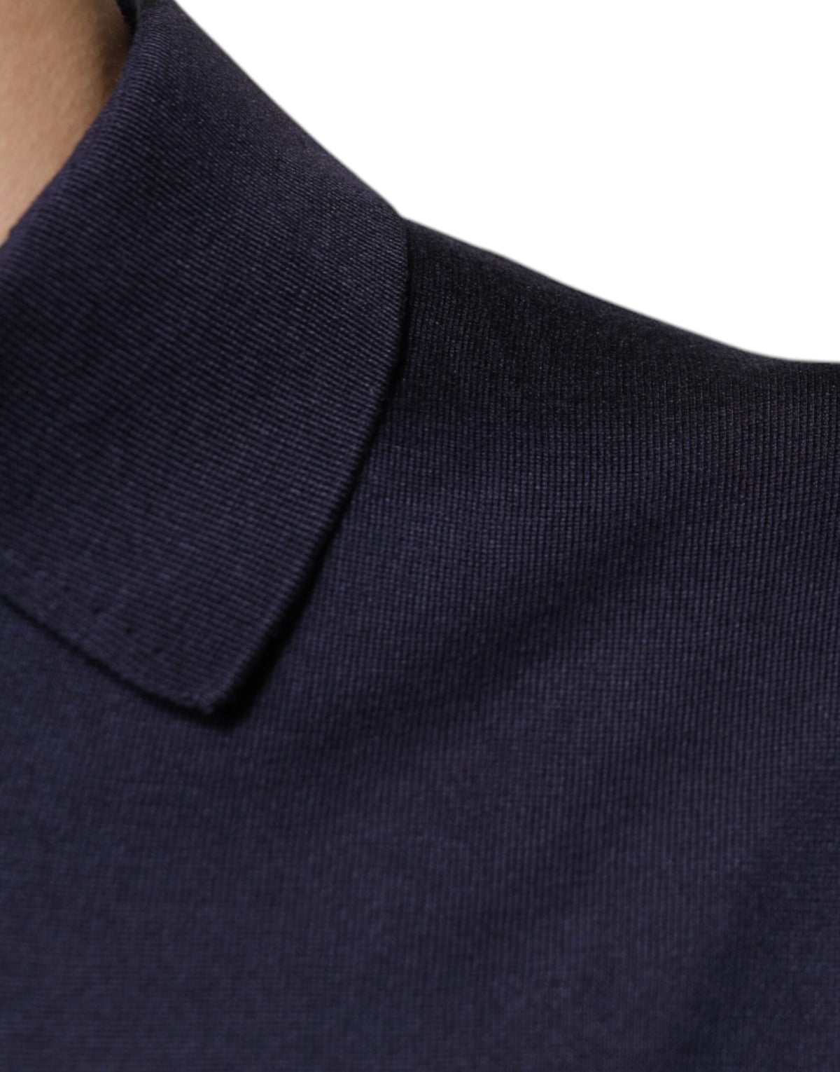 Polo en soie bleu à col et manches courtes de Dolce &amp; Gabbana