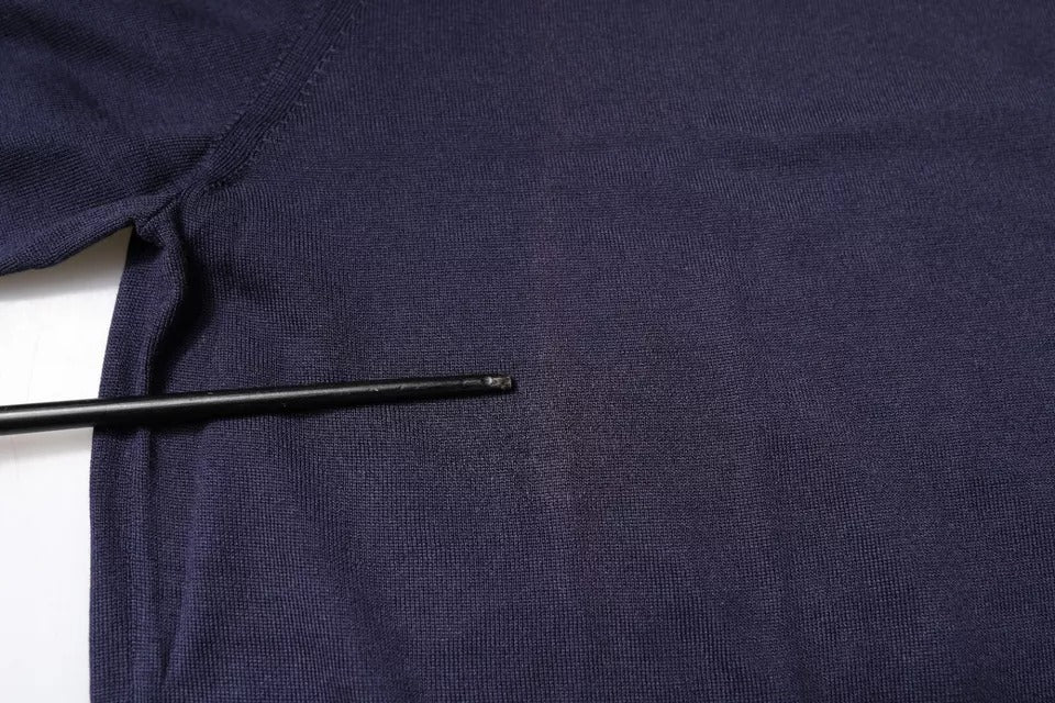 Polo en soie bleu à col et manches courtes de Dolce &amp; Gabbana
