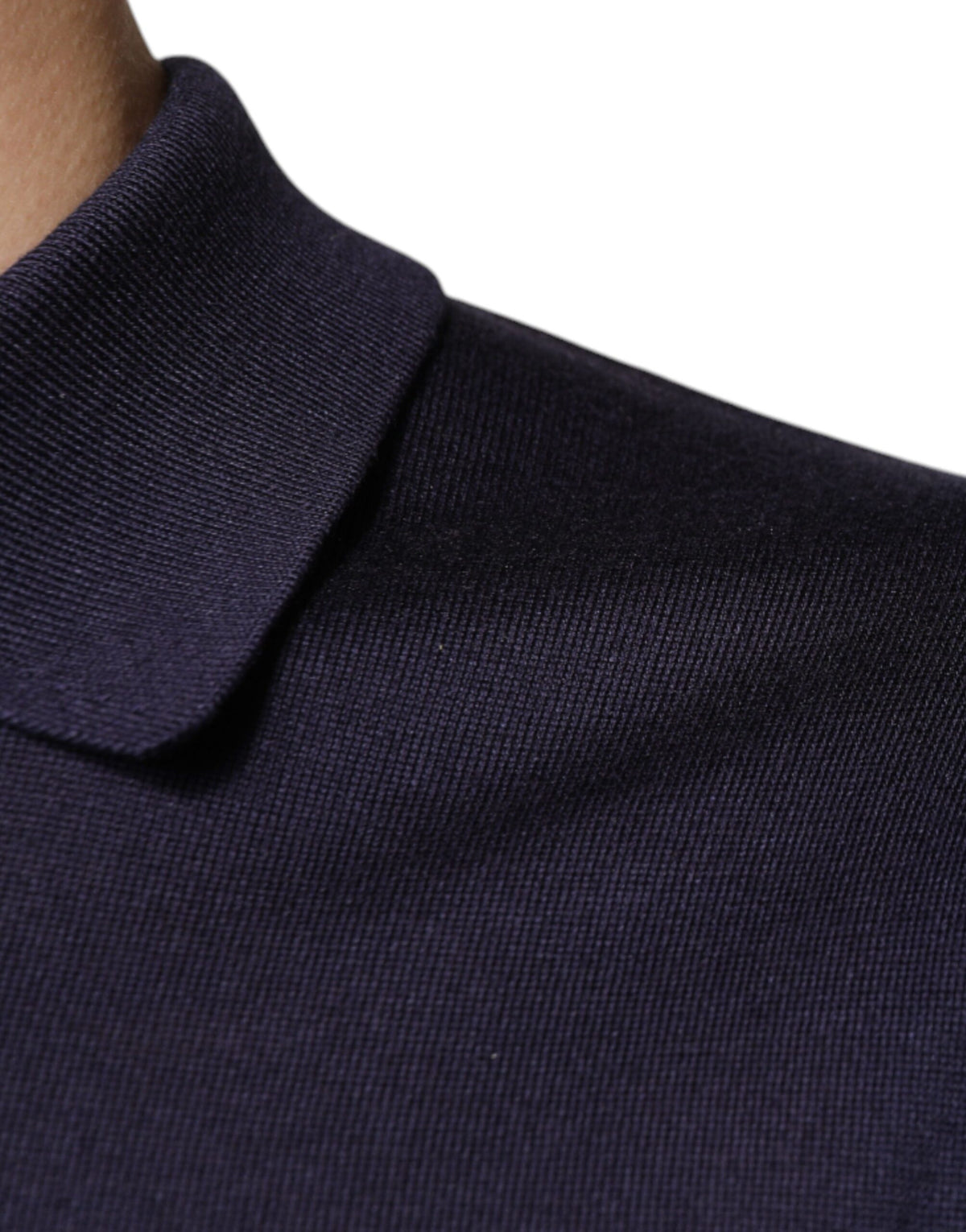 Polo en soie bleu à col et manches courtes de Dolce &amp; Gabbana