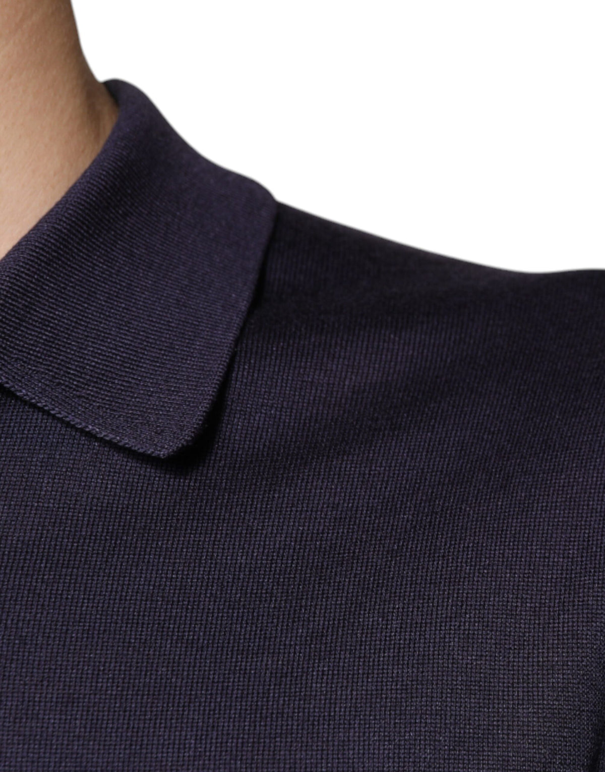 Polo en soie bleu à col et manches courtes de Dolce &amp; Gabbana