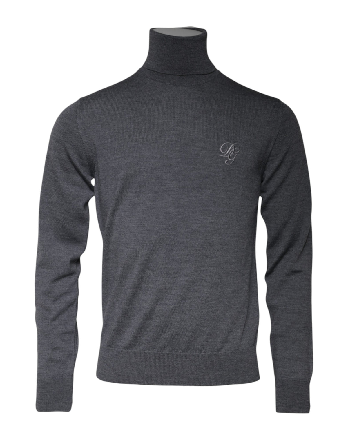 Pull col montant en laine grise avec logo Dolce &amp; Gabbana