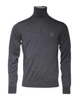Pull col montant en laine grise avec logo Dolce &amp; Gabbana