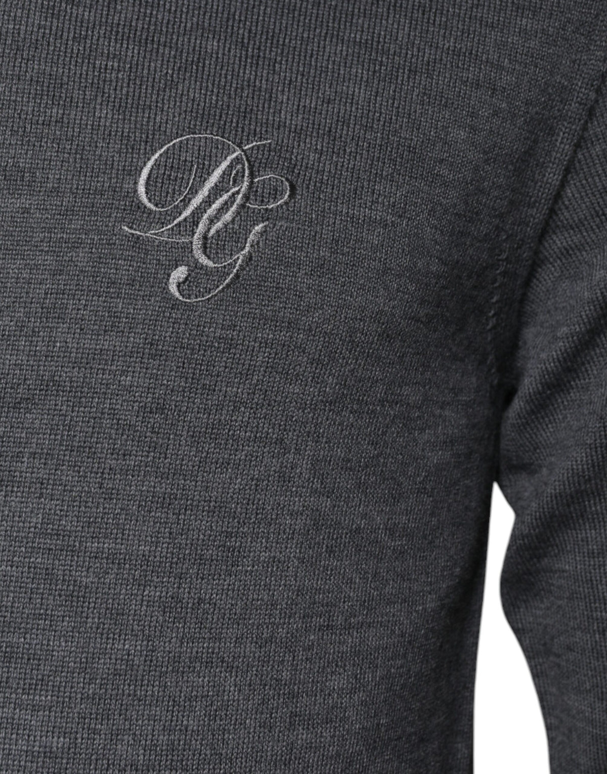 Pull col montant en laine grise avec logo Dolce &amp; Gabbana