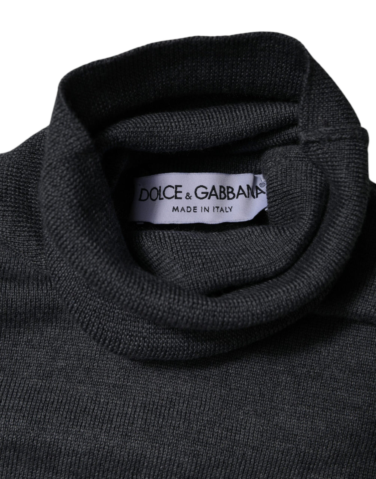 Pull col montant en laine grise avec logo Dolce &amp; Gabbana