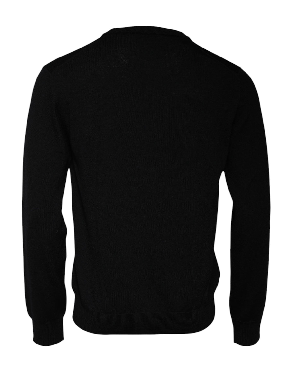 Pull en laine à col rond noir avec logo Dolce &amp; Gabbana