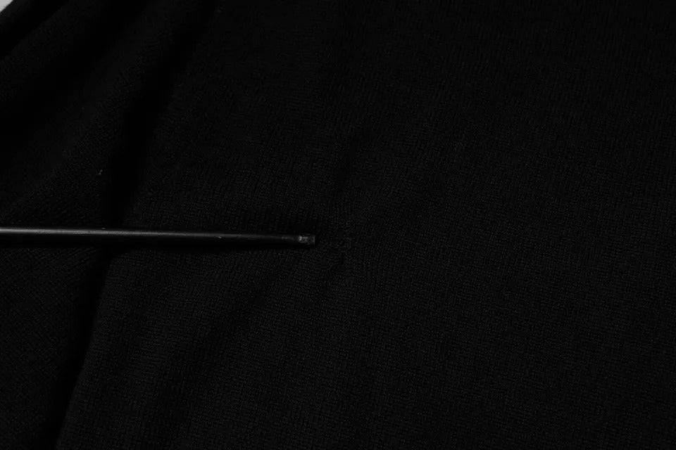 Pull en laine à col rond noir avec logo Dolce &amp; Gabbana