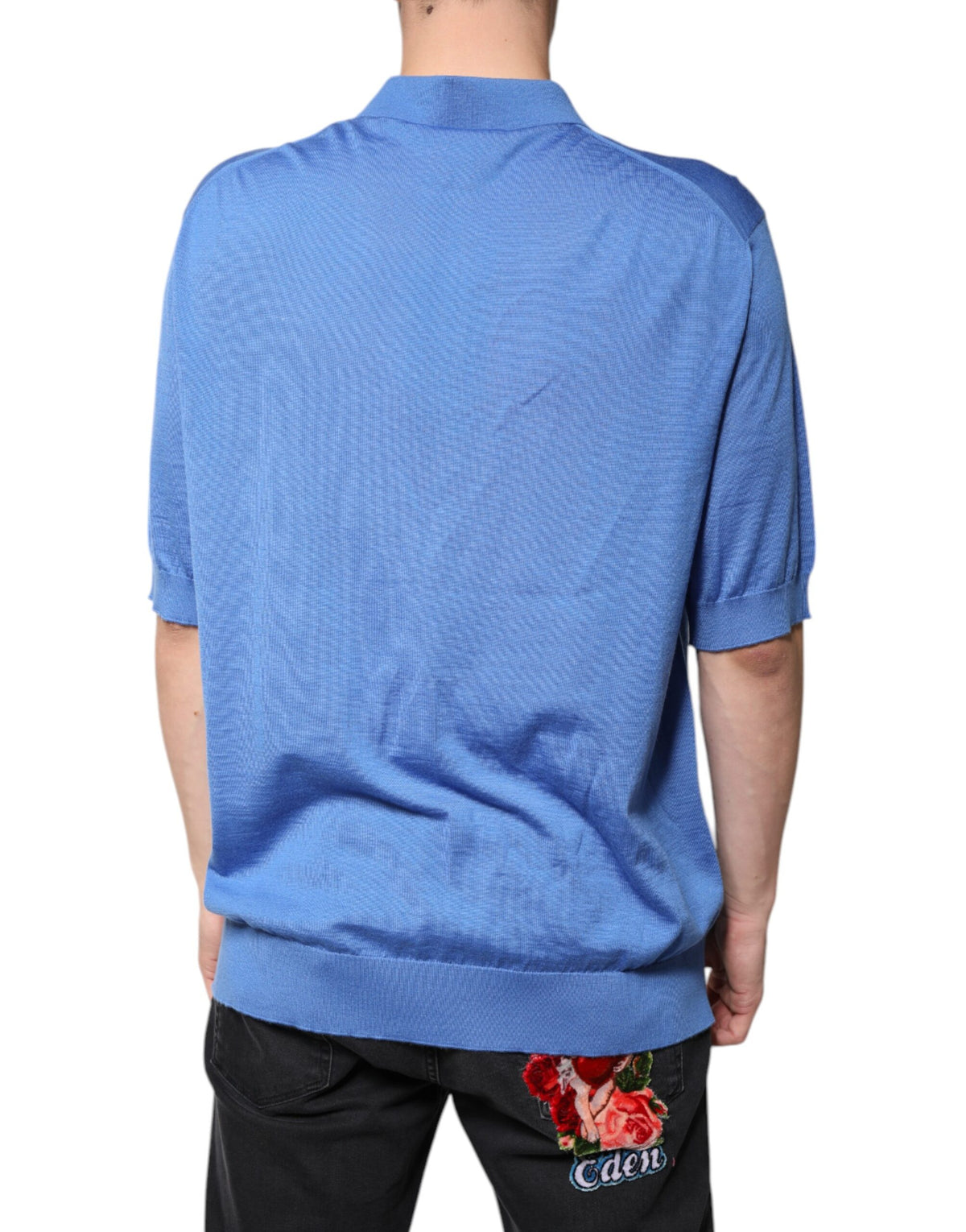 Polo à manches courtes bleu à col pour homme de Dolce &amp; Gabbana