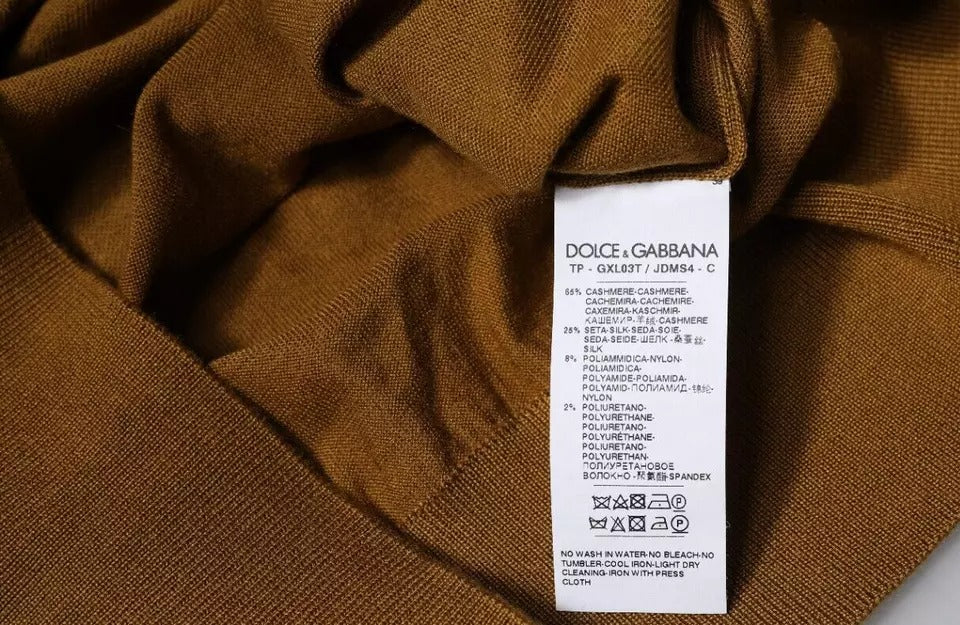 Pull en cachemire à col montant brun de Dolce &amp; Gabbana