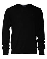 Pull en laine à col rond noir avec logo Dolce &amp; Gabbana