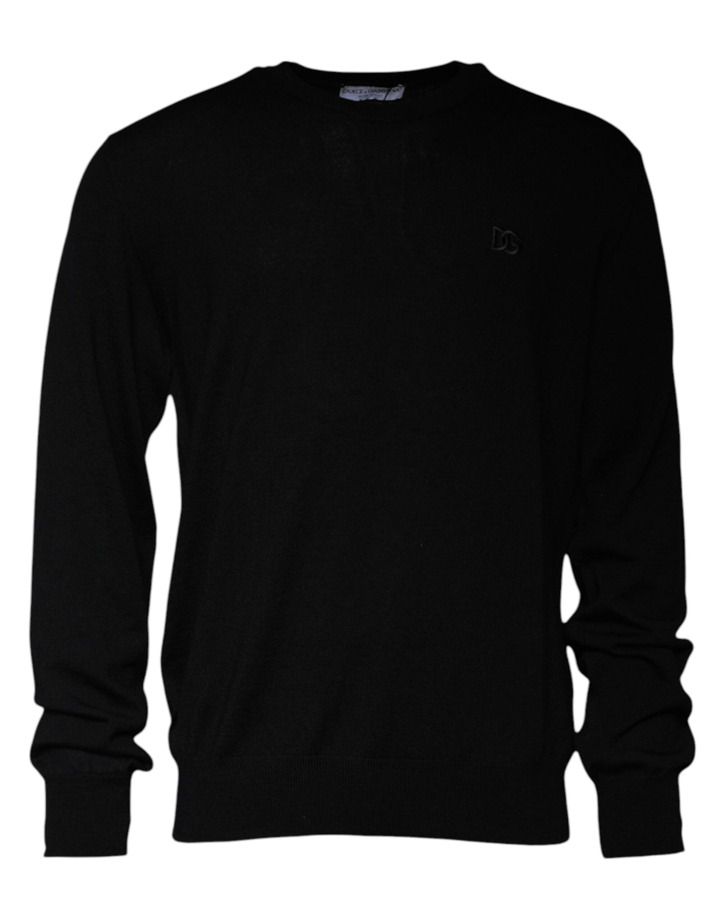 Dolce &amp; Gabbana Zwarte Logo Wol Crew Neck Pullevertrui