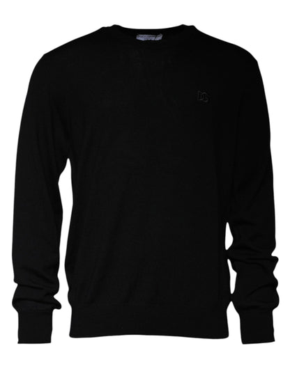 Dolce &amp; Gabbana Zwarte Logo Wol Crew Neck Pullevertrui