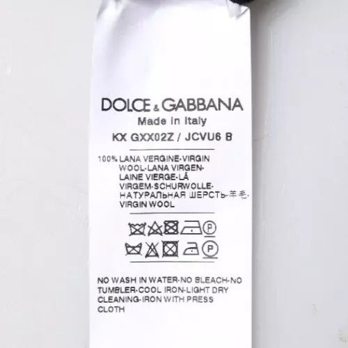 Pull en laine à col rond noir avec logo Dolce &amp; Gabbana