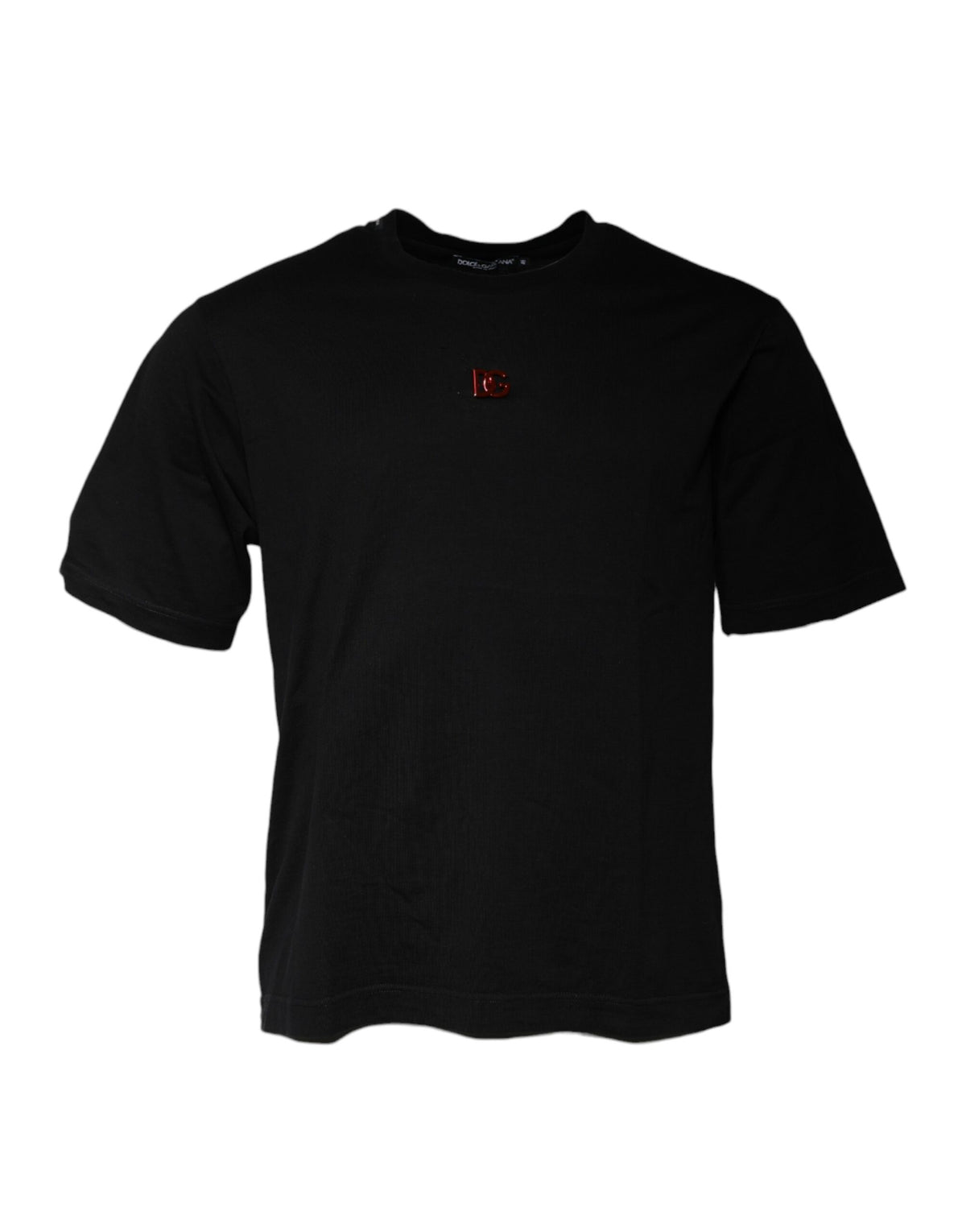 T-shirt à manches courtes à col rond noir avec logo DG de Dolce &amp; Gabbana