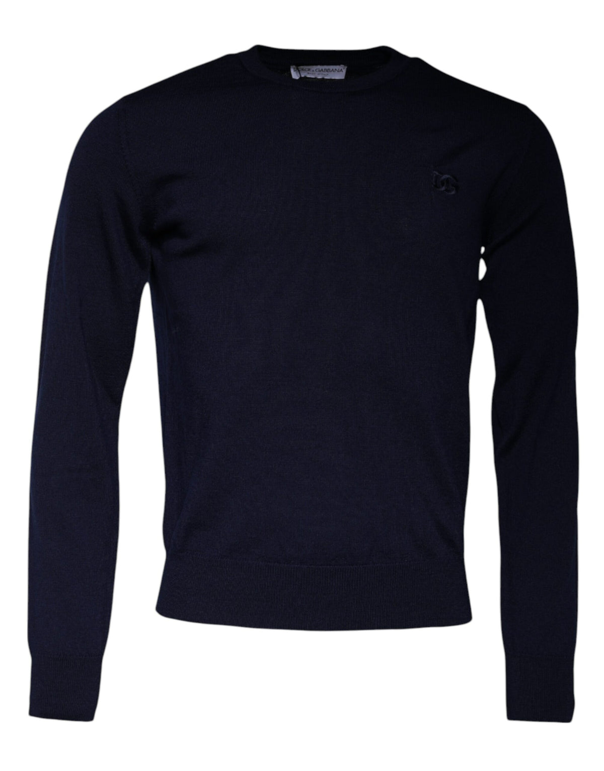 Pull en laine à col rond bleu avec logo DG de Dolce &amp; Gabbana