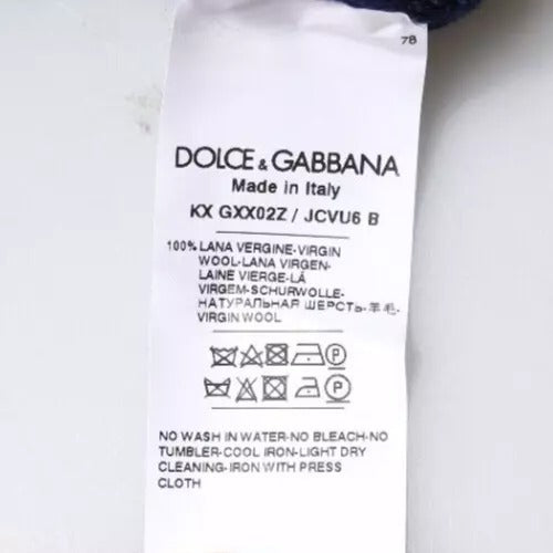 Pull en laine à col rond bleu avec logo DG de Dolce &amp; Gabbana