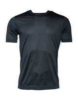 T-shirt à manches courtes en soie bleu foncé à col rond de Dolce &amp; Gabbana