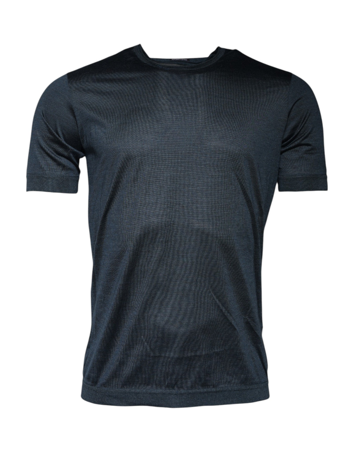 T-shirt à manches courtes en soie bleu foncé à col rond de Dolce &amp; Gabbana