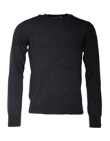 Pull en jersey à col rond avec logo DG de Dolce &amp; Gabbana en gris foncé
