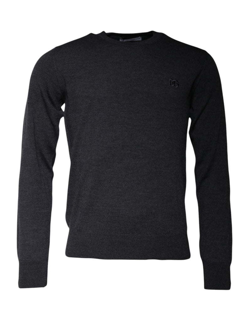 Dolce &amp; Gabbana donkergrijze crewneck-trui met DG-logo