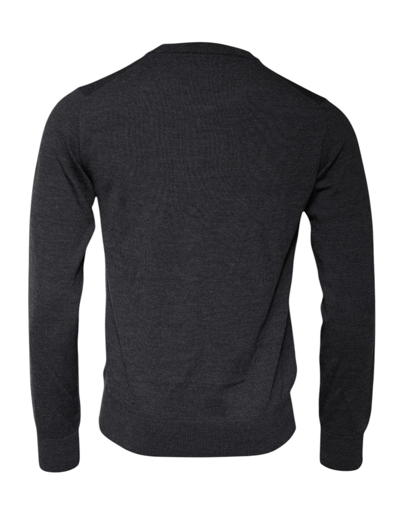 Dolce &amp; Gabbana donkergrijze crewneck-trui met DG-logo