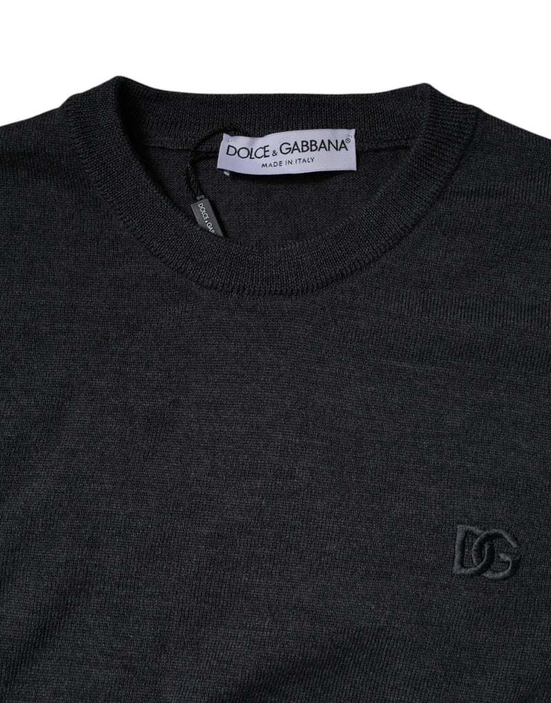 Dolce &amp; Gabbana donkergrijze crewneck-trui met DG-logo