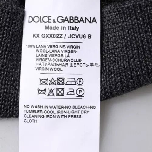 Pull en jersey à col rond avec logo DG de Dolce &amp; Gabbana en gris foncé