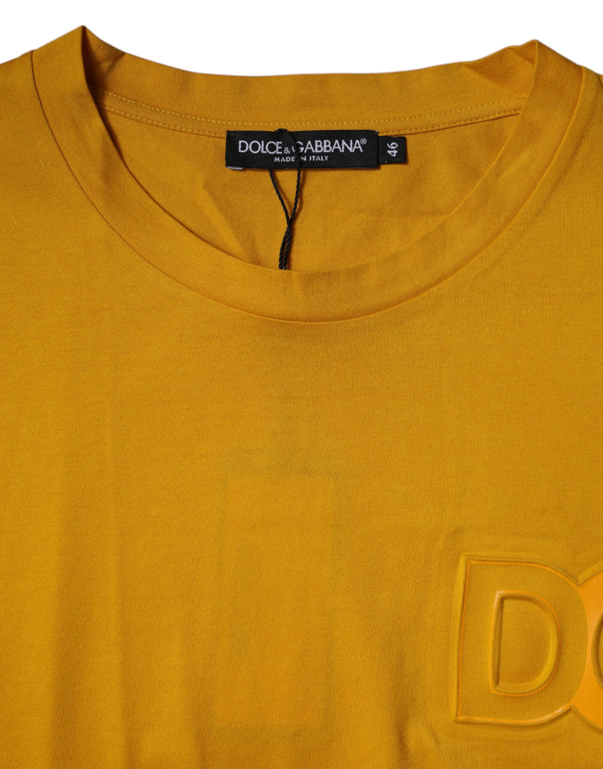 T-shirt à manches courtes à col rond avec logo Dolce &amp; Gabbana, jaune foncé.