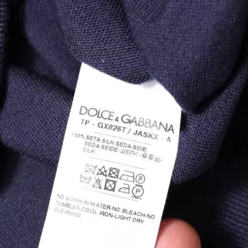 Pull en soie bleu marine à col en V de Dolce &amp; Gabbana