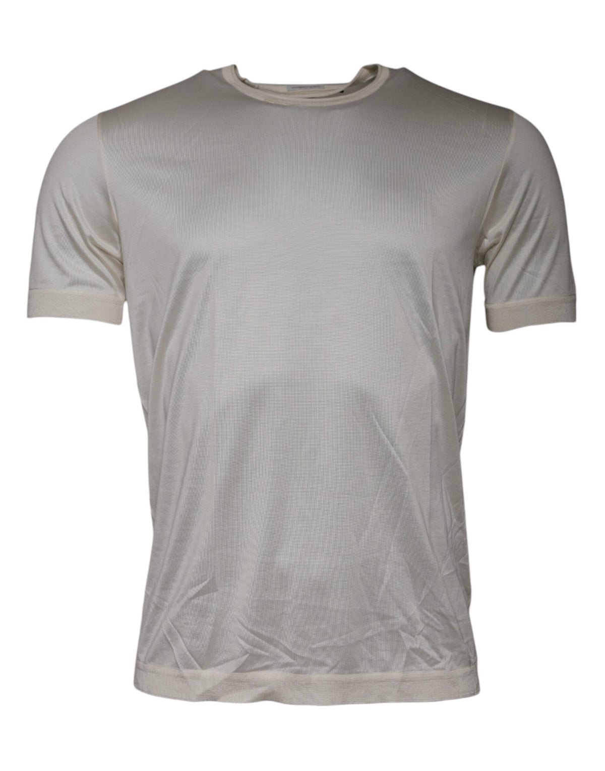 T-shirt Dolce &amp; Gabbana en soie blanche cassée, col rond, manches courtes.
