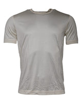 T-shirt Dolce &amp; Gabbana en soie blanche cassée, col rond, manches courtes.